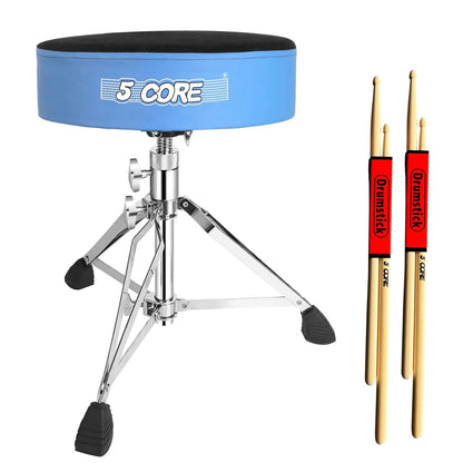 5Core Drum Throne Padded Guitar Stool Swivel Adjustable Drummer Seat Music Chair BLUE VELVET WEM Support (www.WEM.support)