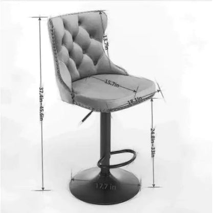 Swivel Velvet Barstools Adjusatble Seat Height From 25-33 Inch Gray Set Of 2 WEM Support (www.WEM.support)