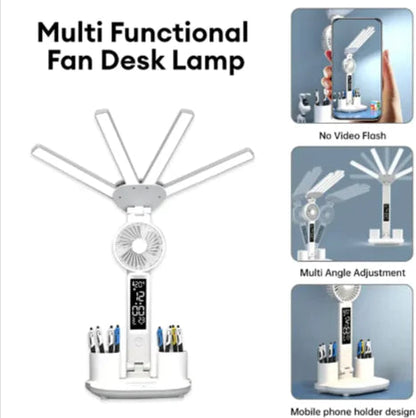 3-in-1 LED Desk Lamp with Fan & Clock HejK.com