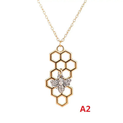 Vertical Honeycomb Pendant With Bee And Chain WEM Support (www.WEM.support)