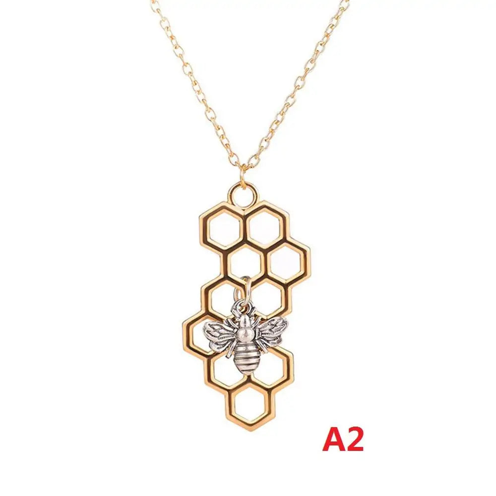 Vertical Honeycomb Pendant With Bee And Chain WEM Support (www.WEM.support)