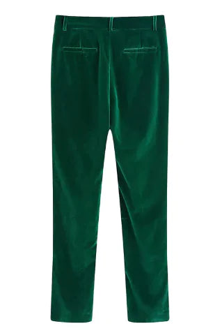 Velvet Blazer & High-Waist Straight-Leg Pants Set WEM Support (www.WEM.support)