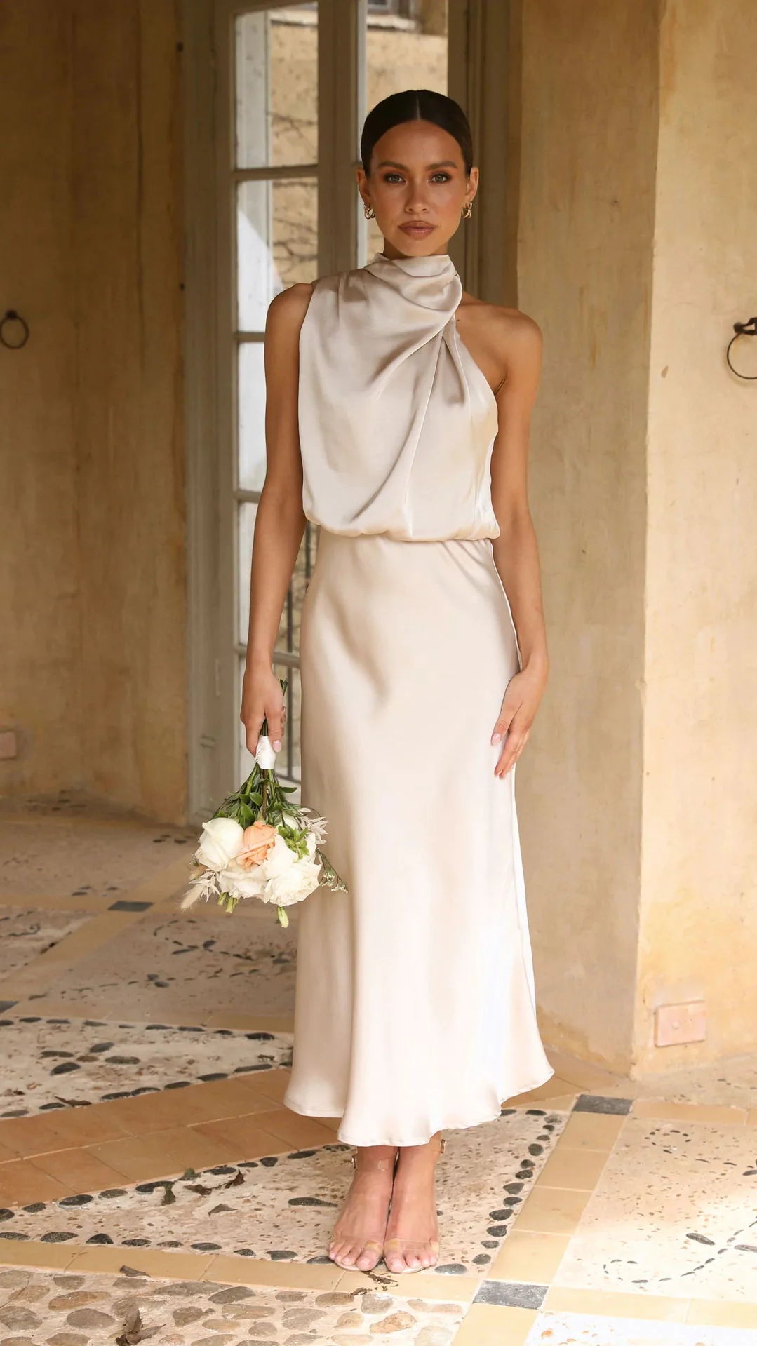 Women's Solid Color Dress Sleeveless Long Skirt Cover WEM Support (www.WEM.support)