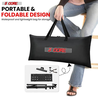 5Core Music Stand For Sheet Music Portable Tripod Adjustable Folding Note Holder BLACK WEM Support (www.WEM.support)
