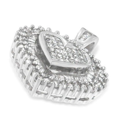 10K White Gold 1 cttw Multi Cut 1 cttw Diamond Heart Pendant Necklace (H-I, I1-I2) WEM Support (www.WEM.support)