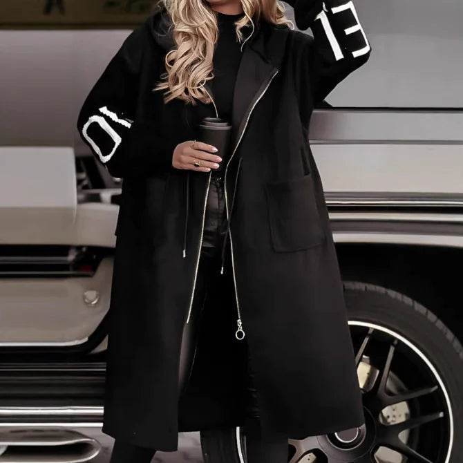Windbreaker Long Jacket With Pockets For Women WEM Support (www.WEM.support)