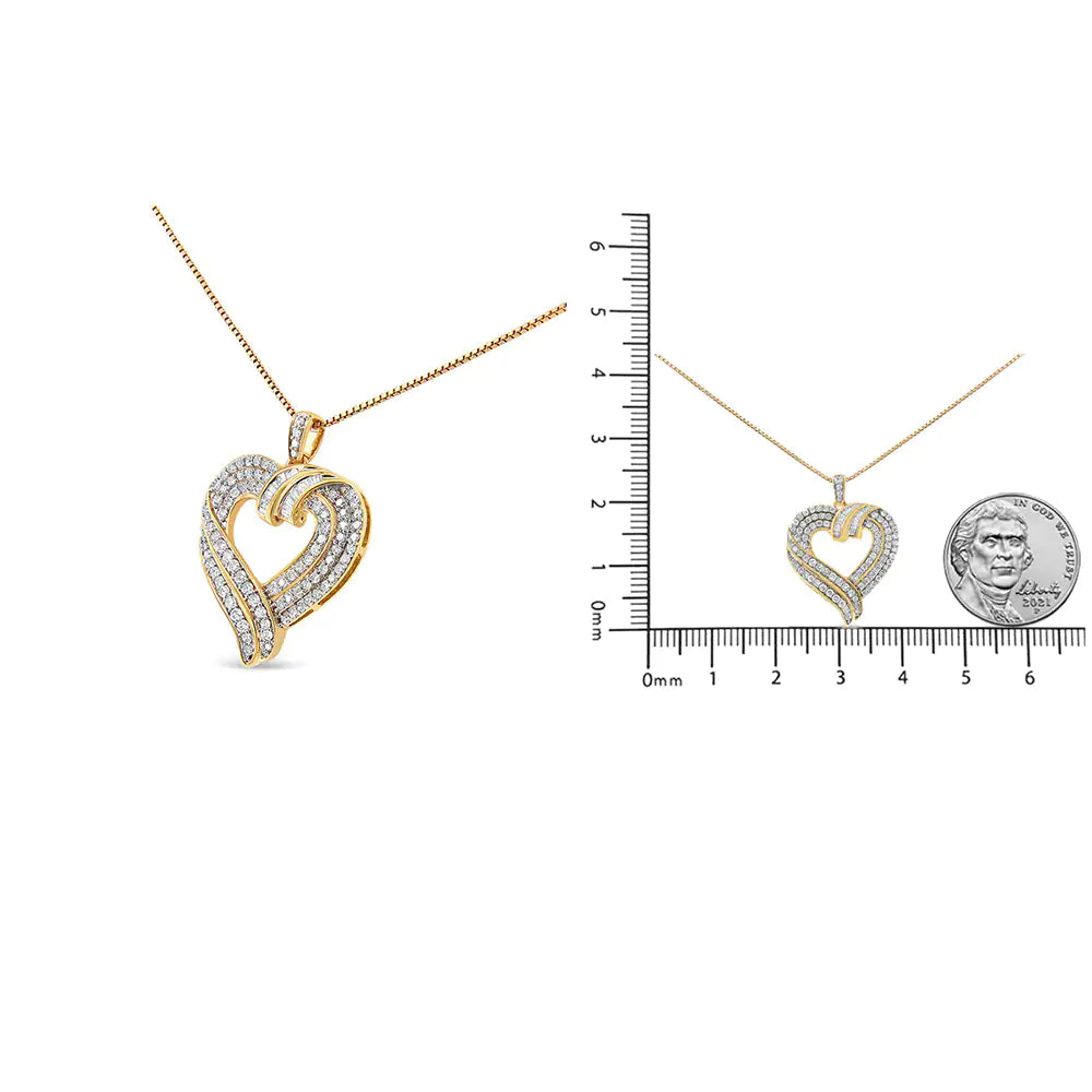 .925 Sterling Silver 1.00 Cttw Baguette Diamond Composite Open Heart 18" Inch Pendant Necklace (I-J Color, I1-I2 Clarity) WEM Support (www.WEM.support)