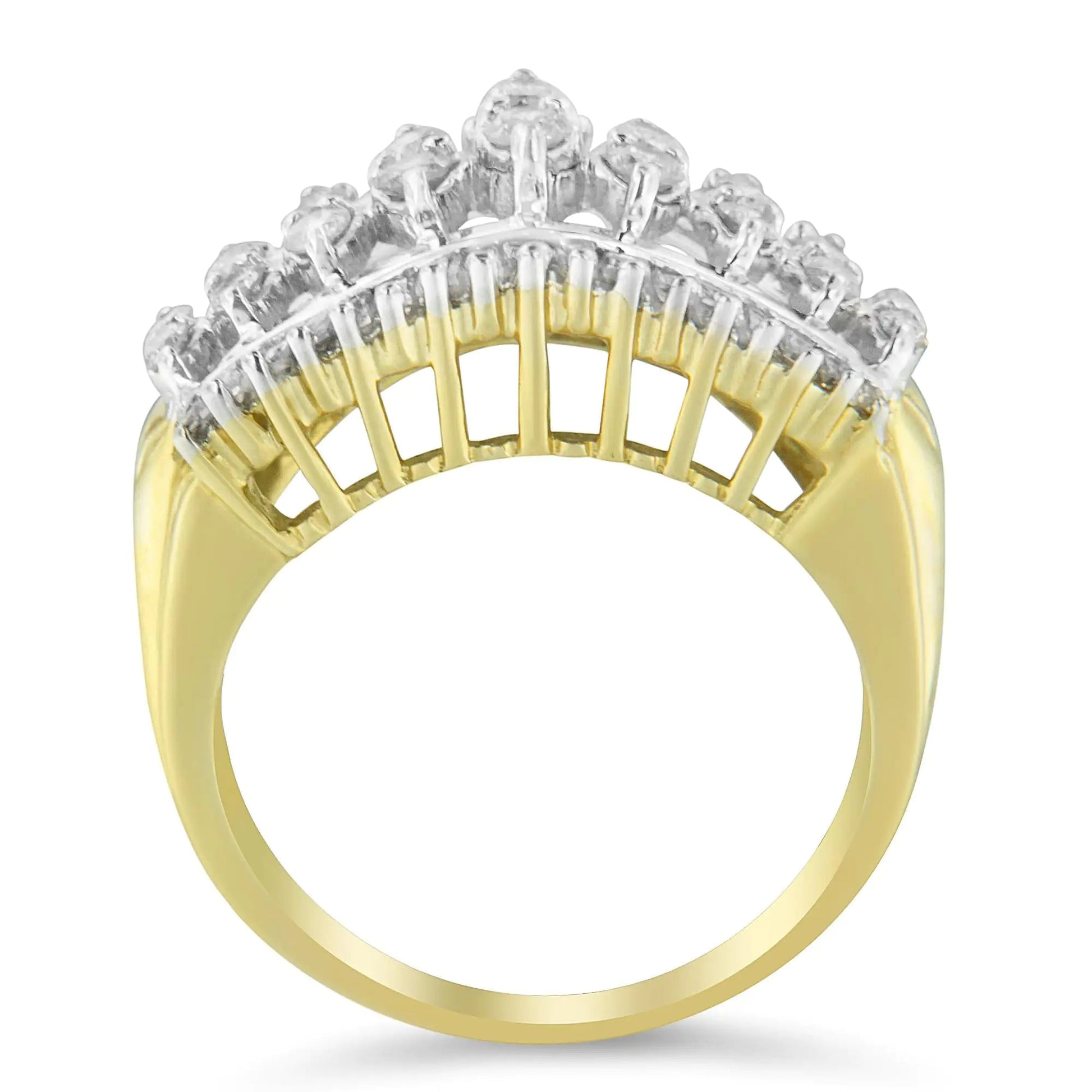 10KT Two-Tone Gold Diamond Cluster Band (1 cttw, I-J Color, I1-I2 Clarity) WEM Support (www.WEM.support)