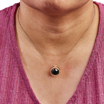 14K Rose Gold 7.0 Cttw Bezel-Set Black Round Diamond Solitaire Pendant Necklace (Black Color, I2-I3 Clarity) - 18" WEM Support (www.WEM.support)