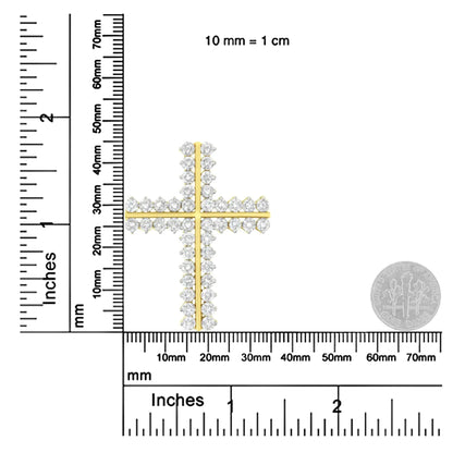 10K Yellow Gold 4.0 Cttw Diamond Two Row Cross 18" Pendant Necklace (J-K Clarity, I1-I2 Color) WEM Support (www.WEM.support)