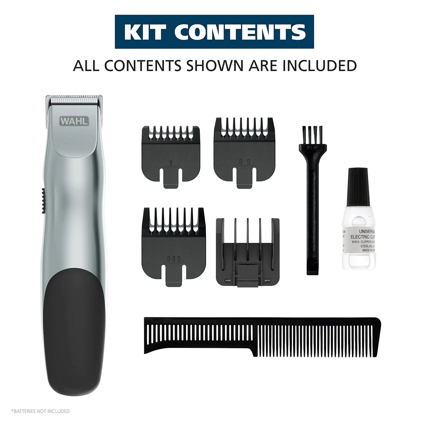 Wahl Groomsman Battery Operated Facial Hair Trimmer for Beard & Mustache Trimming Including Light Detailing and Body Grooming – Model 9906-717V Silver My Store