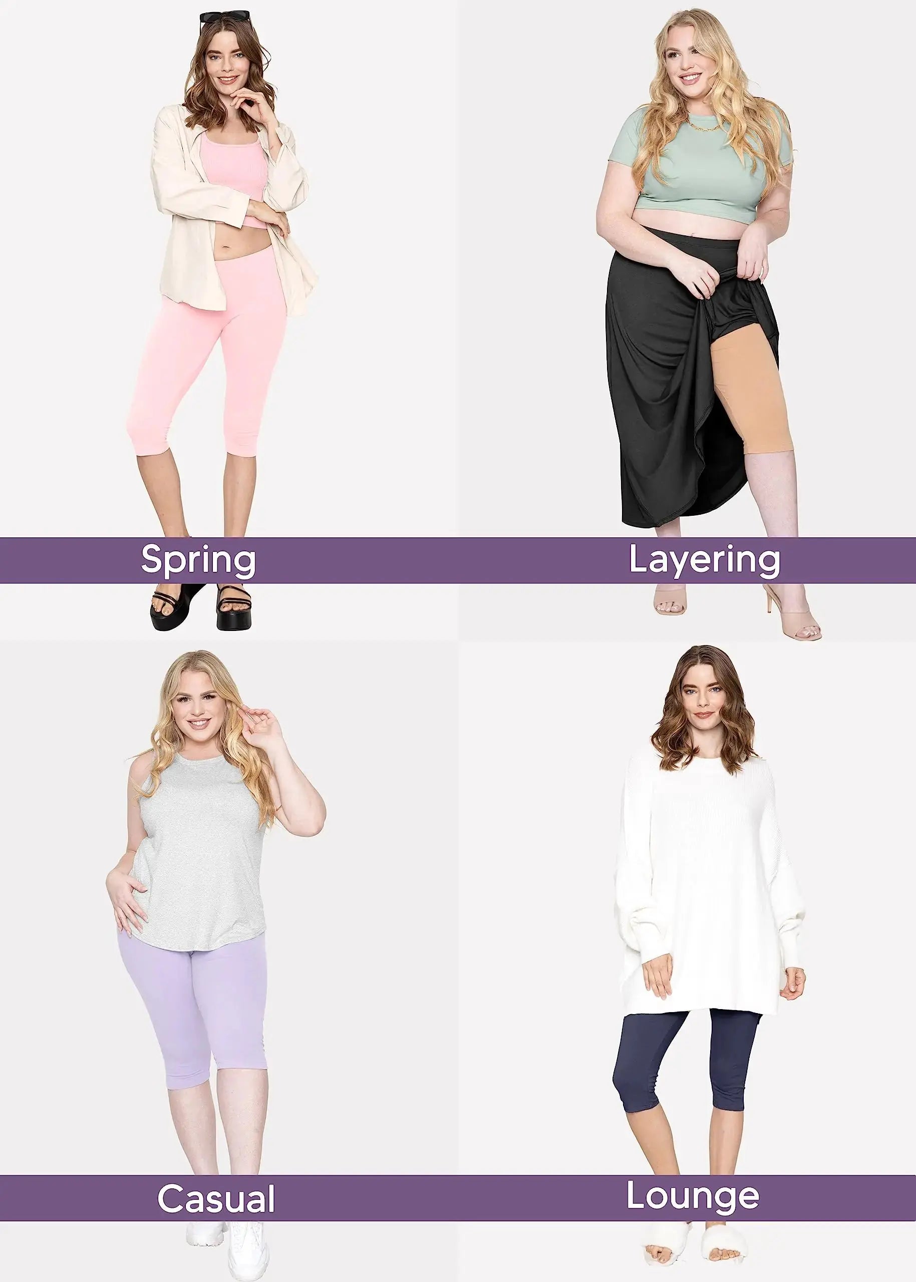 Women's and Plus Size Knee-Length and Ankle Length Leggings | X-Small- 7X Adult Knee Length Small Heather Gray My Store