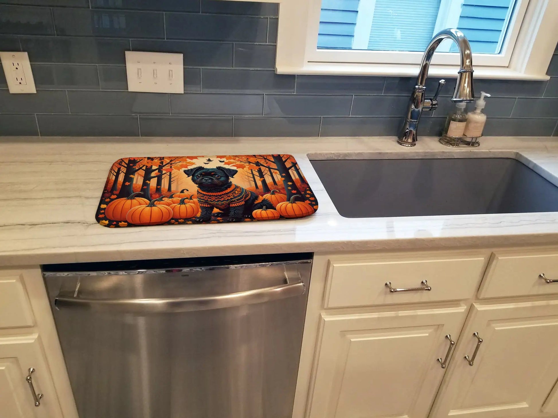 Affenpinscher Fall Dish Drying Mat WEM Support (www.WEM.support)