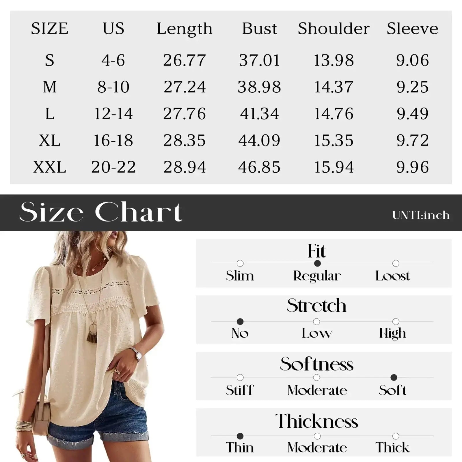 Womens Summer Tops Crewneck Short Sleeve Shirts Casual Chiffon Blouses Flowy Lace Hem Boho Clothing Trendy 2024 XX-Large Apricot My Store