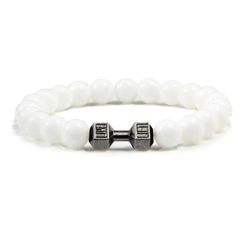 Turquoise Energy Gun Black Electroplated Alloy Barbell Bracelet WEM Support (www.WEM.support)
