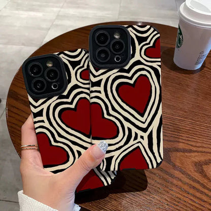 Striped Red Heart Silicone Phone Case HejK.com