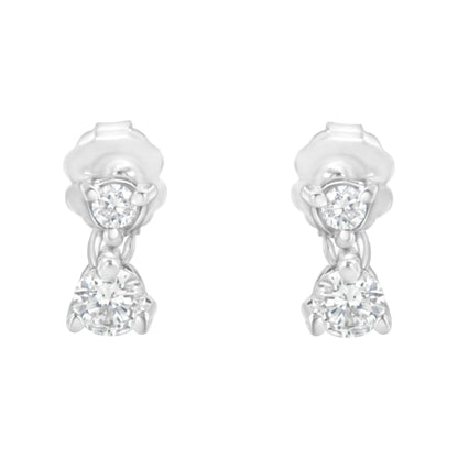 14KT White Gold 1/2 cttw Double Diamond Dangle Stud Earrings (H-I, I1-I2) WEM Support (www.WEM.support)