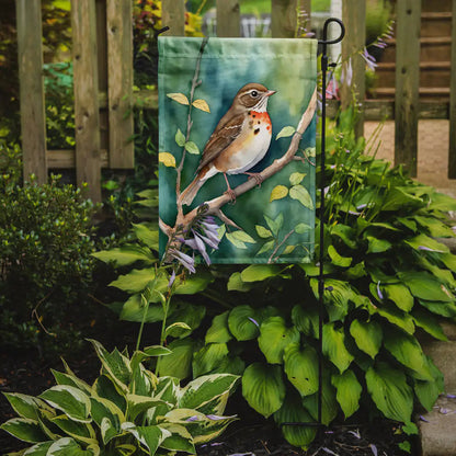 Vermont Hermit Thrush Garden Flag WEM Support (www.WEM.support)