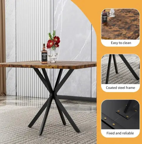 Square Dining Table, Mid Century Modern Square Dining Table For 4-6 Person, Coffee Table For Kitchen Dining Room, Office, Save Space WEM Support (www.WEM.support)