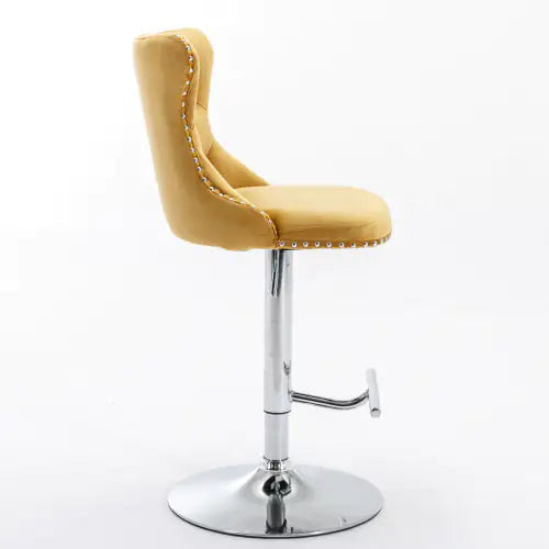 Swivel Velvet Barstools Adjusatble Seat Height From 25-33 Inch Gold,Set Of 2 WEM Support (www.WEM.support)