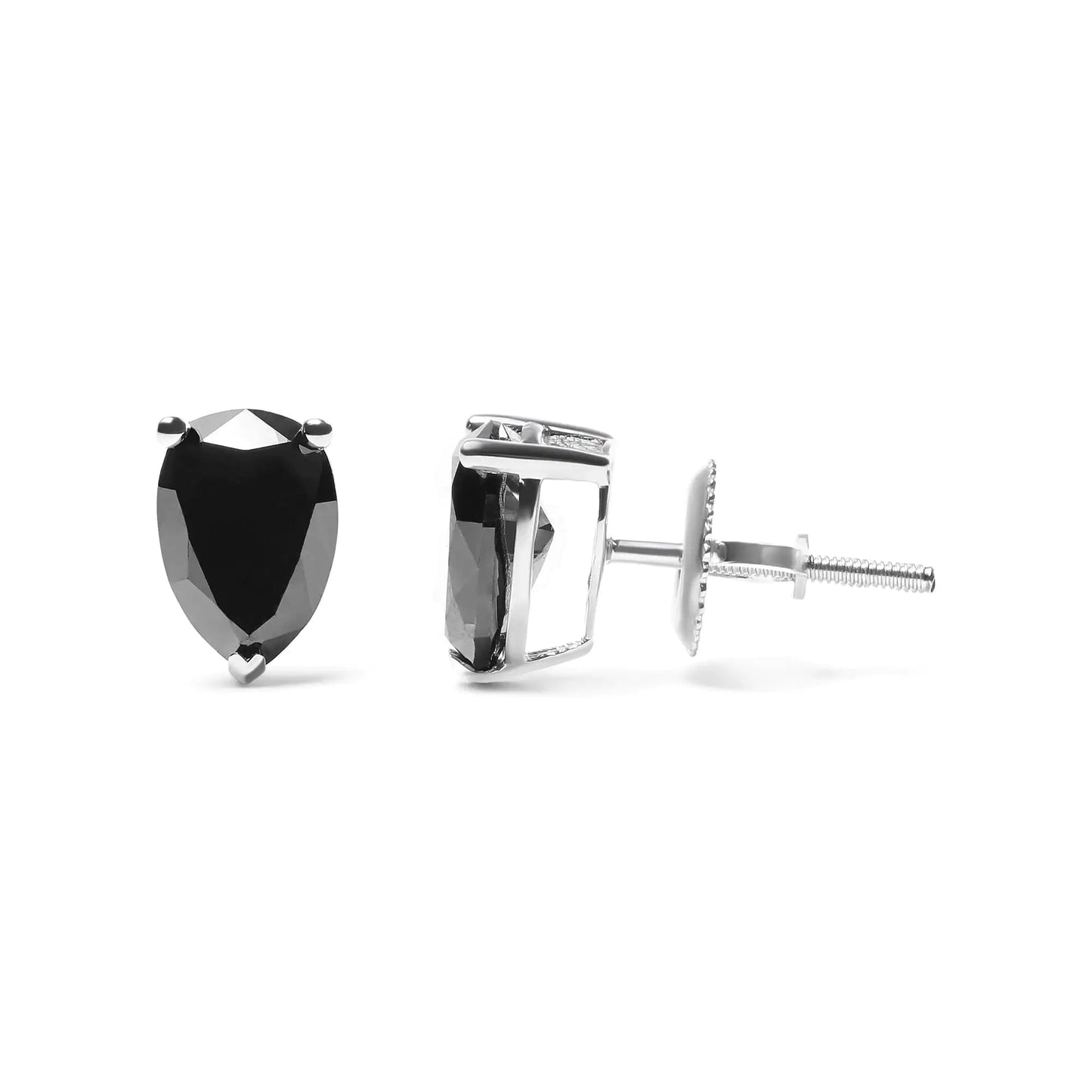 14K White Gold 2.00 Cttw Pear Cut Black Diamond Stud Earrings WEM Support (www.WEM.support)