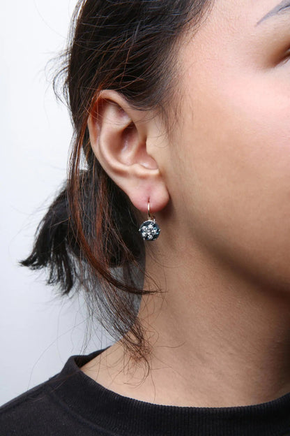 18K Rose and White Gold 1/3 Cttw Round Diamonds and Round London Blue Topaz Gemstone Cluster Floral Drop Hoop Earrings (G-H Color, SI1-SI2 Clarity) WEM Support (www.WEM.support)