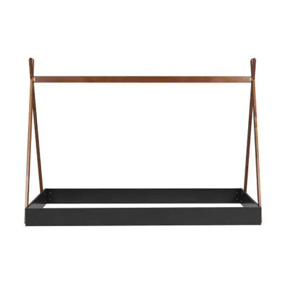 Twin Size Tent Floor Bed With Triangle Structure, Black Brown WEM Support (www.WEM.support)