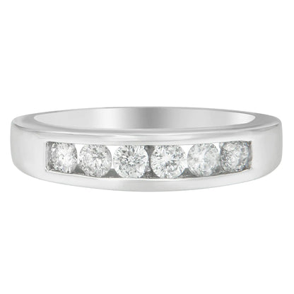 14K White Gold 3/4ct. TDW Diamond Channel Band Ring (H-I, I1-I2) WEM Support (www.WEM.support)