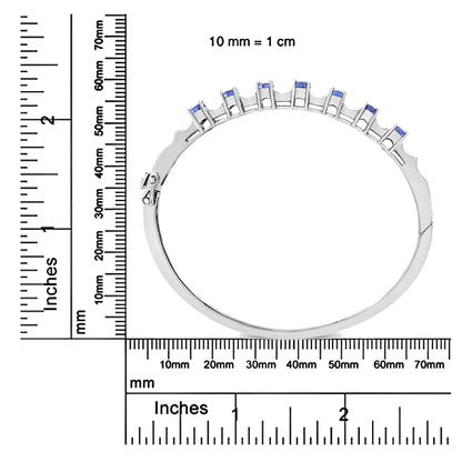 14K White Gold 5 MM Oval Blue Tanzanite and 1/4 Cttw Diamond Bangle (H-I Color, VS2-SI1 Clarity) - Fits wrists up to 7 1/2 Inches WEM Support (www.WEM.support)