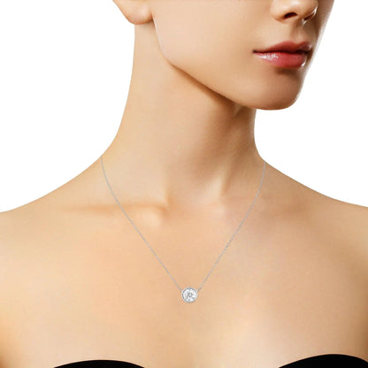 10K Gold 0.25 Carat Diamond Classic Bezel-Set Solitaire Pendant Necklace with 16"-18" Adjustable Chain (H-I Color, SI2-I1 Clarity) WEM Support (www.WEM.support)