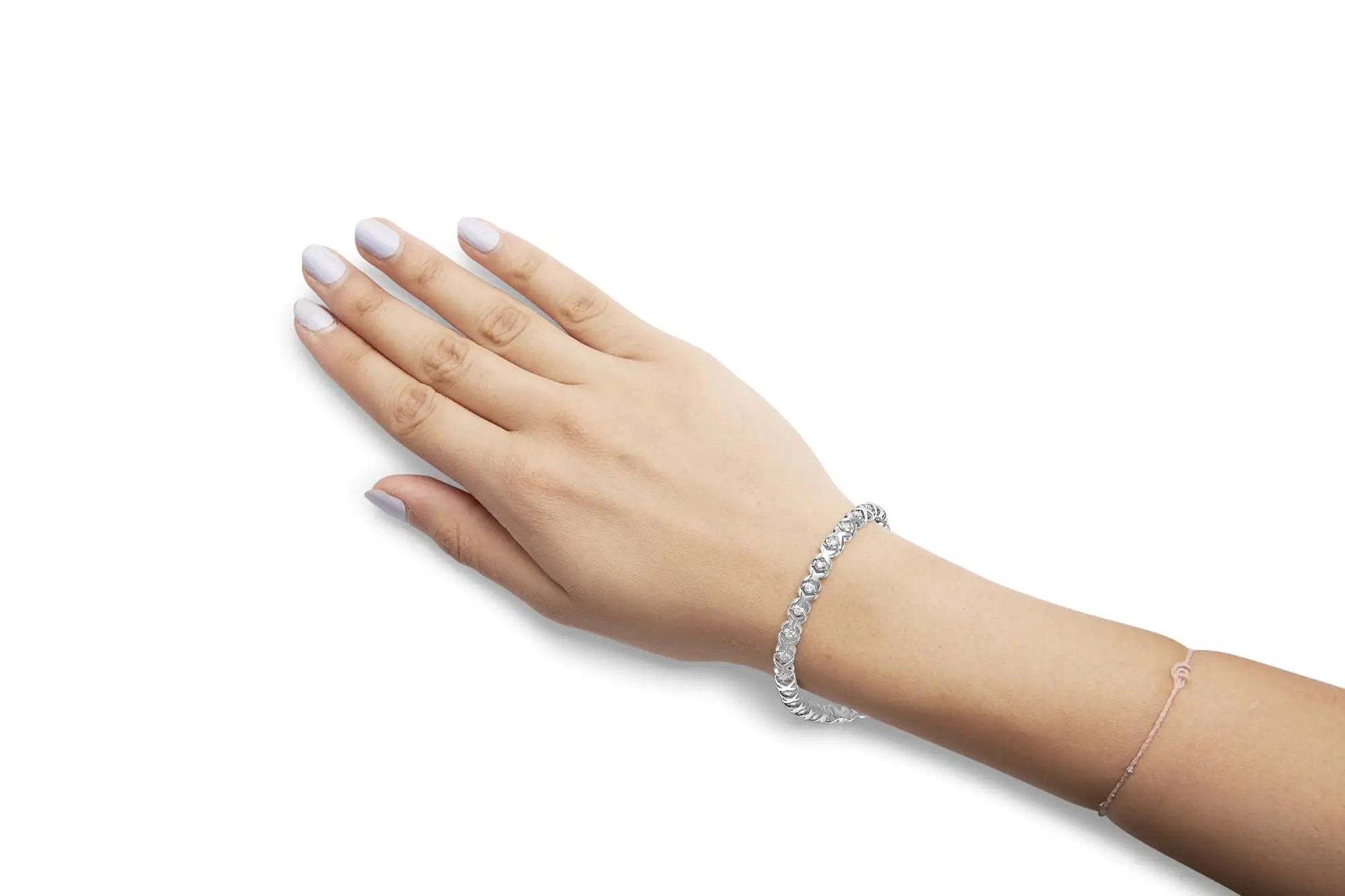 10K White Gold 1 1/2 Cttw Diamond Alternating Diamond and X-Link 7.5" Tennis Bracelet (H-I Color, I2-I3 Clarity) WEM Support (www.WEM.support)