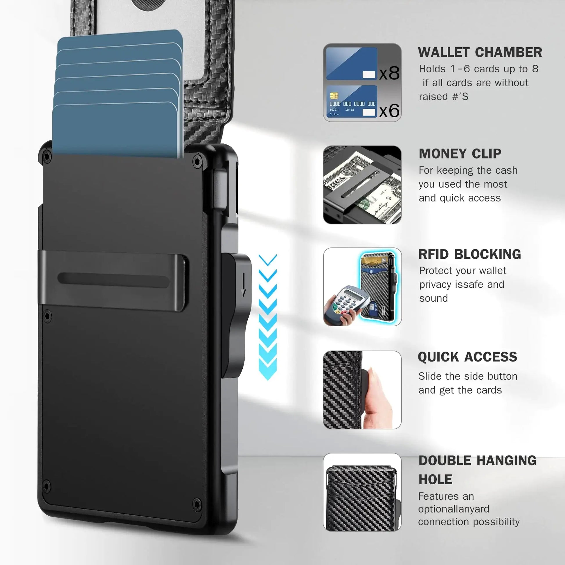 umoven Wallet for Men - with Money Clip Slim Leather Slots Credit Card Holder RFID Blocking Bifold Minimalist Wallet (Money Clip Inside) Carbon Black-01 My Store