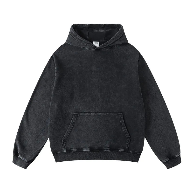 Thickened Washed Old Gradient Solid Color Batik Hooded Sweater For Men WEM Support (www.WEM.support)