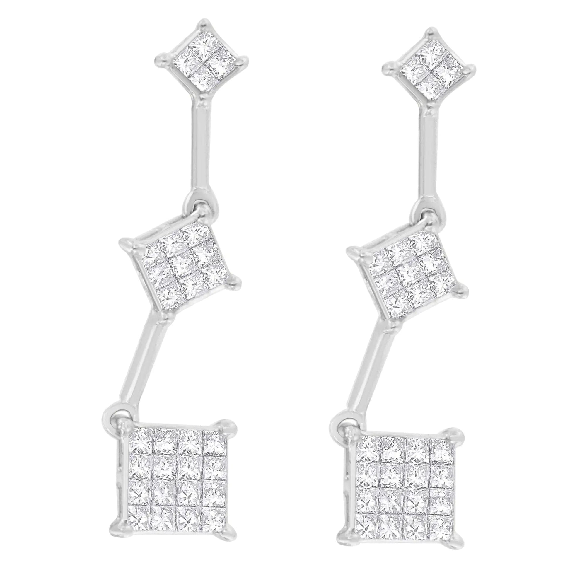 14K White Gold 1 cttw Princess Cut Diamond Earrings (G-H, VS1-VS2) WEM Support (www.WEM.support)
