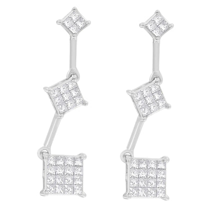 14K White Gold 1 cttw Princess Cut Diamond Earrings (G-H, VS1-VS2) WEM Support (www.WEM.support)