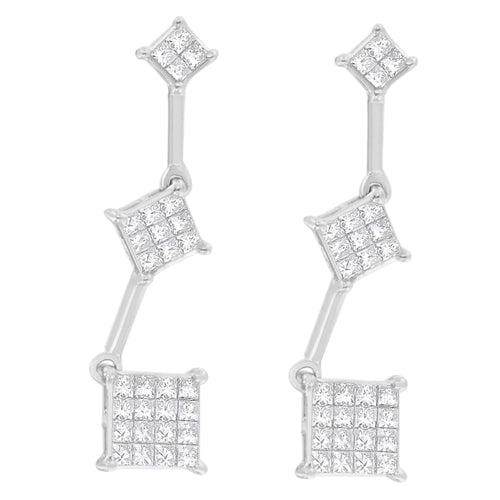14K White Gold 1 cttw Princess Cut Diamond Earrings (G-H, VS1-VS2) WEM Support (www.WEM.support)