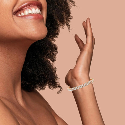 14K Rose Gold 3.0 Cttw Lab Grown Diamond Two Row Milgrain 7" Inch Tennis Bracelet (G-H Color, VS2-SI1 Clarity) WEM Support (www.WEM.support)