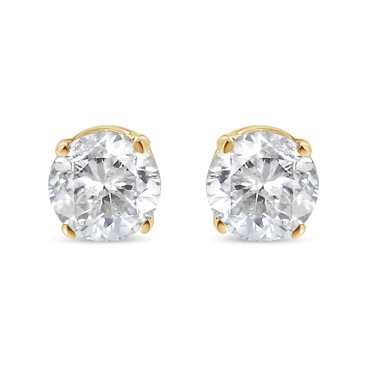 10K Yellow Gold 1/2 Cttw Round Brilliant-Cut Near Colorless Diamond Classic 4-Prong Stud Earrings (J-K Color, I1-I2 Clarity) WEM Support (www.WEM.support)