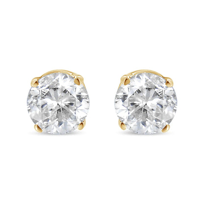 10K Yellow Gold 1/2 Cttw Round Brilliant-Cut Near Colorless Diamond Classic 4-Prong Stud Earrings (J-K Color, I1-I2 Clarity) WEM Support (www.WEM.support)