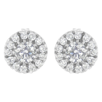 14k White Gold 1 cttw Diamond Halo Stud Earrings (I-J Clarity, I1-I2 Color) WEM Support (www.WEM.support)