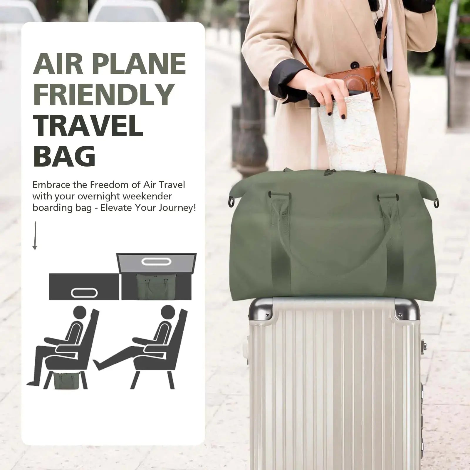 Travel Duffle Bag, Waterproof Weekender Bag Carry On Tote Bags for Women, Travel Essentials Sport Gym Bag for Men, Hospital Bag for Labor and Delivery, Overnight Bag Luggage Bag with Trolley Sleeve 06 Dark Green My Store