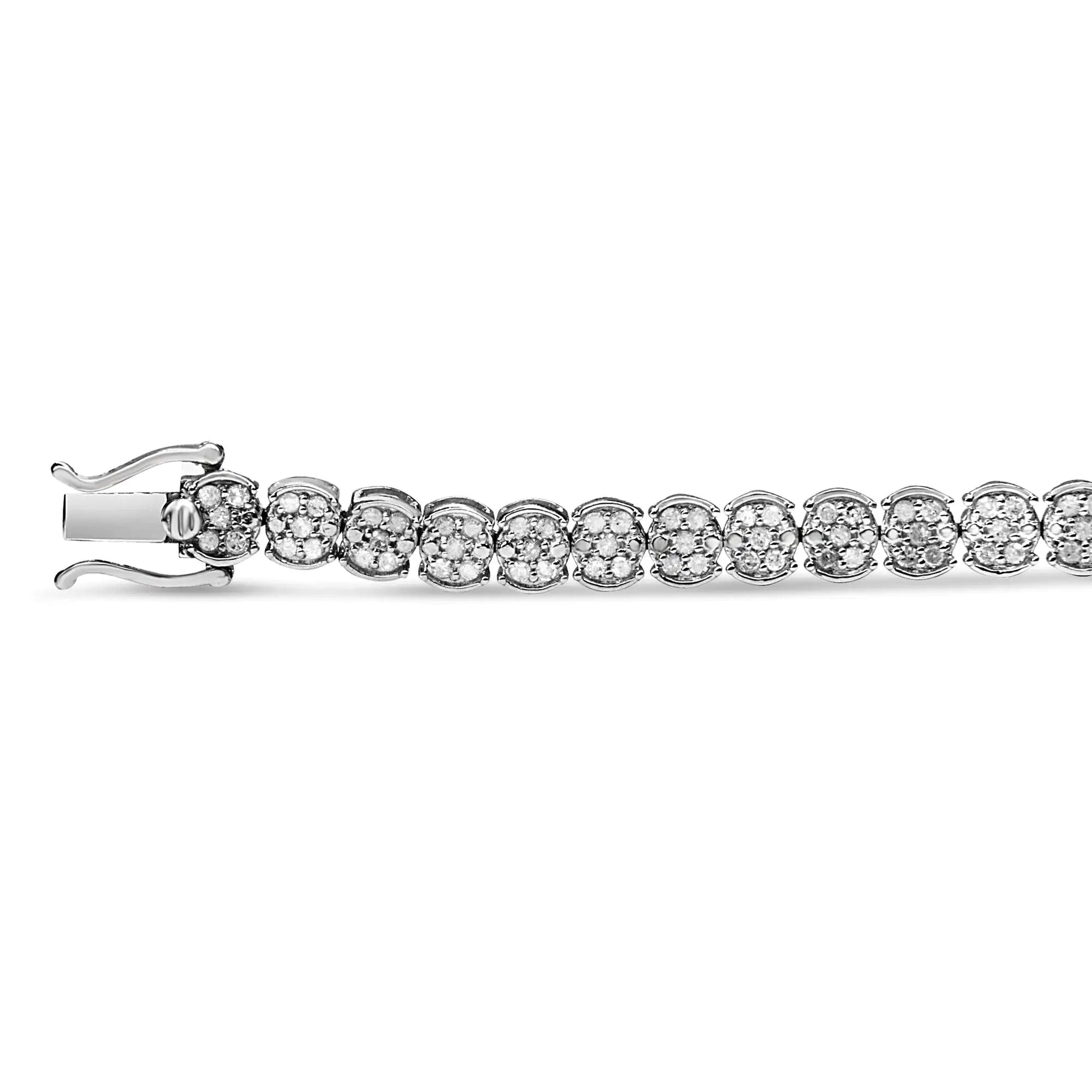 .925 Sterling Silber 2.0 Cttw Diamanten Cluster Link Armband (I-J Farbe, I2-I3 Reinheit) - Größe 7.25" WEM Support (www.WEM.support)