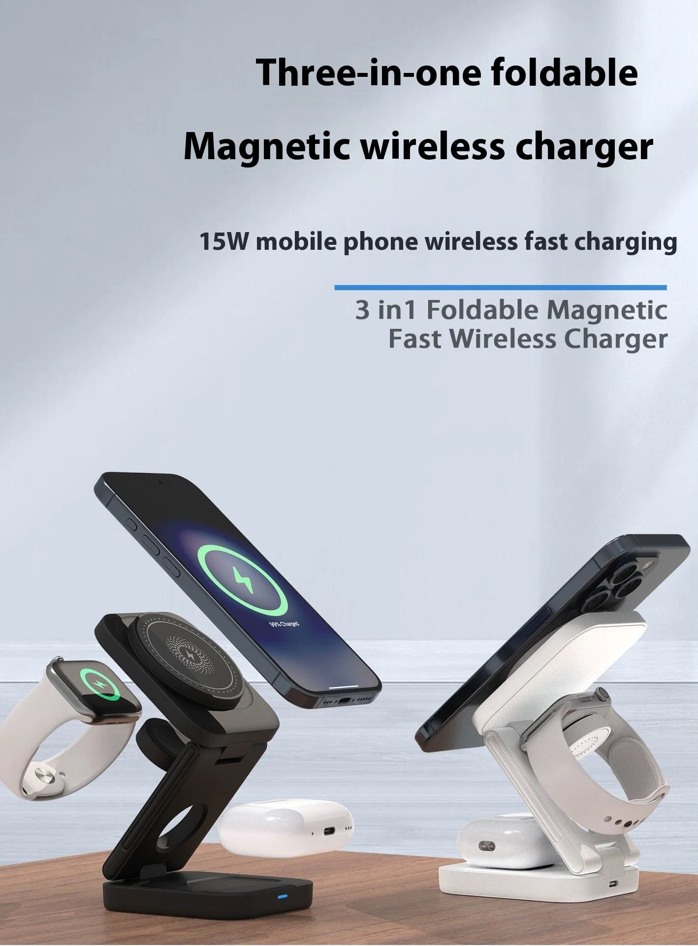 3 IN 1 FOLDABLE WIRELESS CHARGER WEM Support (www.WEM.support)