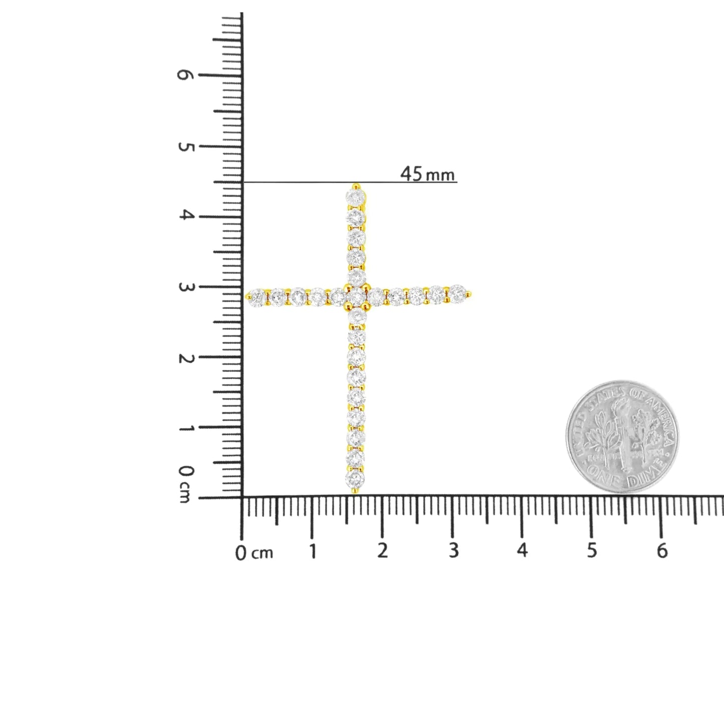 10K Yellow Gold 2.0 Cttw Round Brilliant Cut Diamond Cross Pendant Necklace with Box Chain (J-K Color, I2-I3 Clarity) - 18" WEM Support (www.WEM.support)