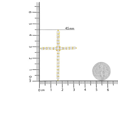 10K Yellow Gold 2.0 Cttw Round Brilliant Cut Diamond Cross Pendant Necklace with Box Chain (J-K Color, I2-I3 Clarity) - 18" WEM Support (www.WEM.support)