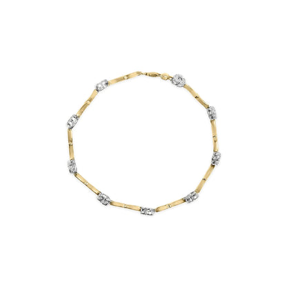10k Two-Tone Gold 1/3 Cttw Diamond Pave Set Heart S-Link 7.25" Bracelet (I-J Color, I2-I3 Clarity) WEM Support (www.WEM.support)