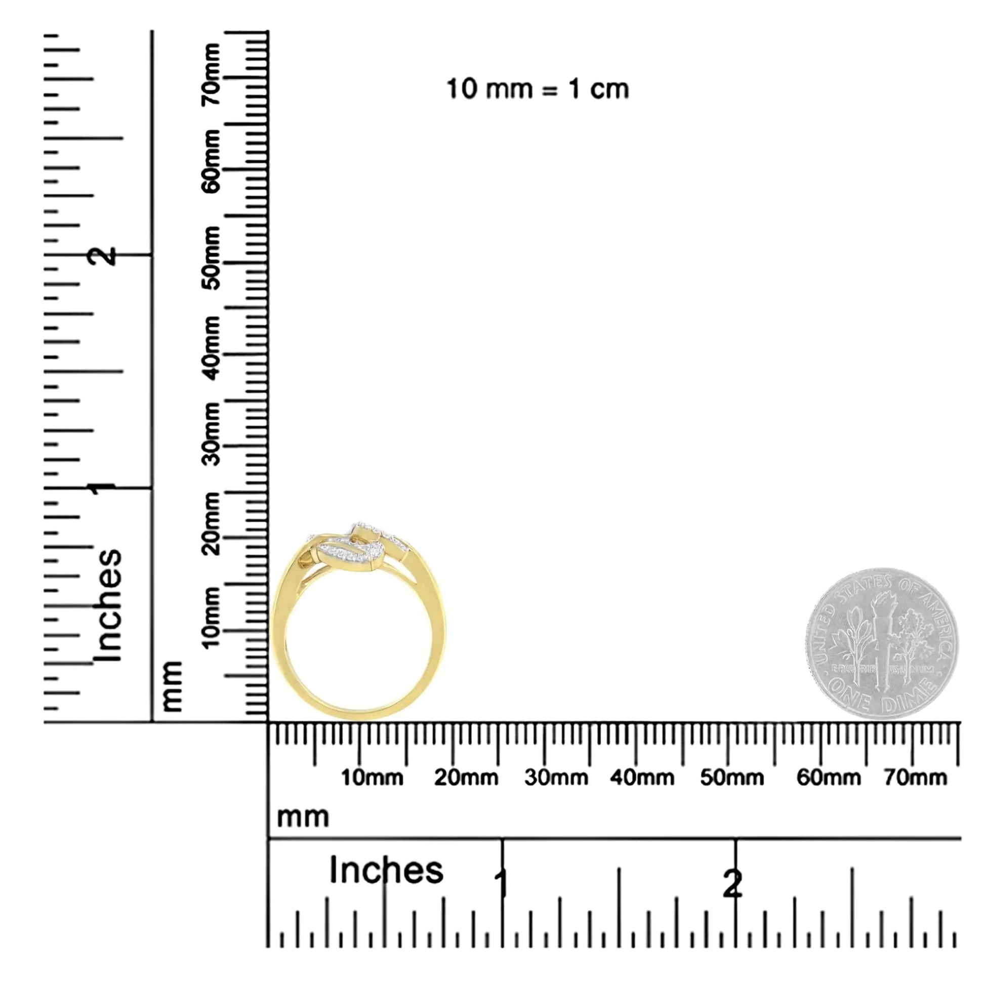 10k Yellow and White Gold 1/2 Cttw Baguette and Round Diamond Bypass Triple Leaf Ring (I-J Color, I1-I2 Clarity) WEM Support (www.WEM.support)