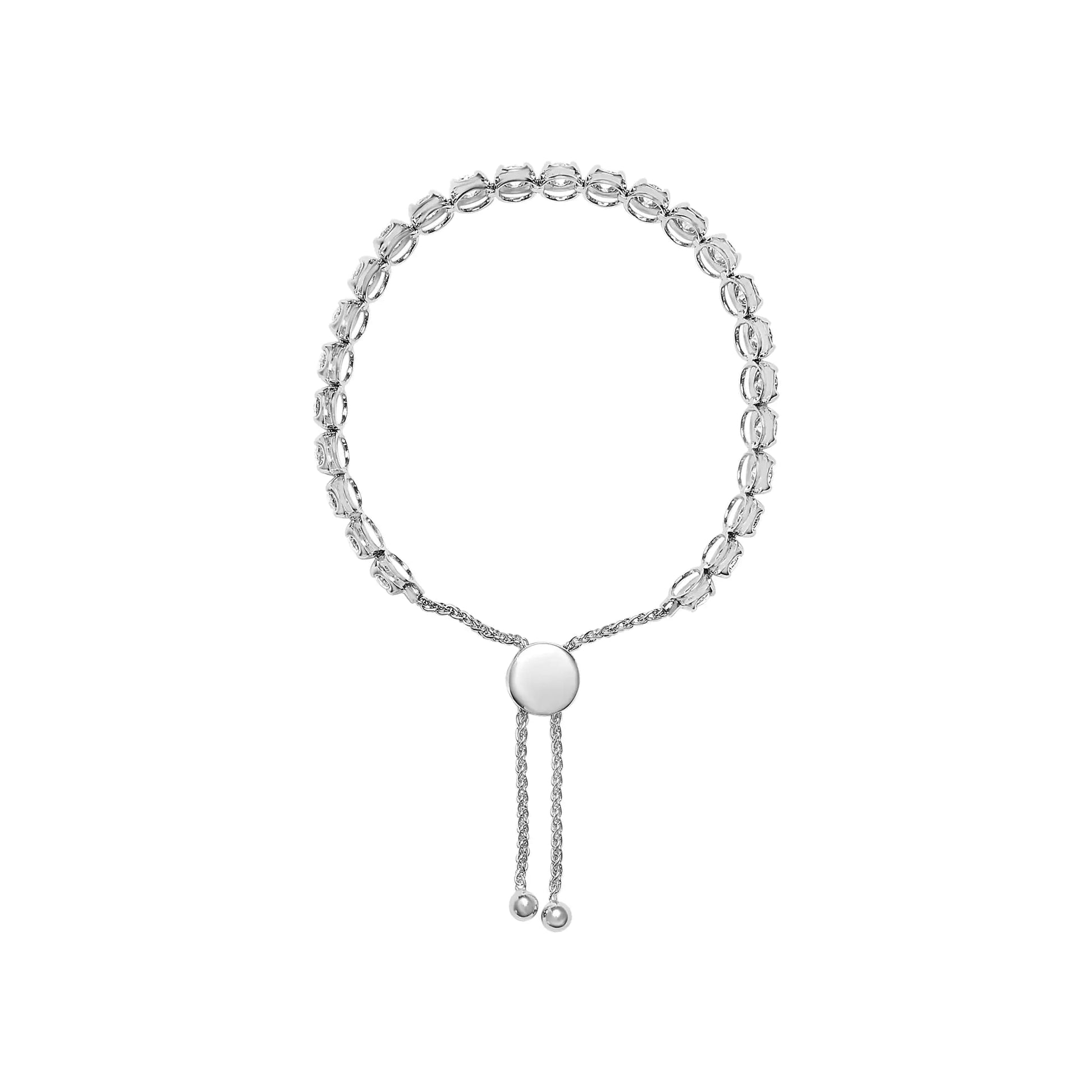 14K White Gold 6.00 Cttw Diamond 4”-10” Adjustable Bolo Tennis Bracelet (I-J Color, I1-I2 Clarity) WEM Support (www.WEM.support)