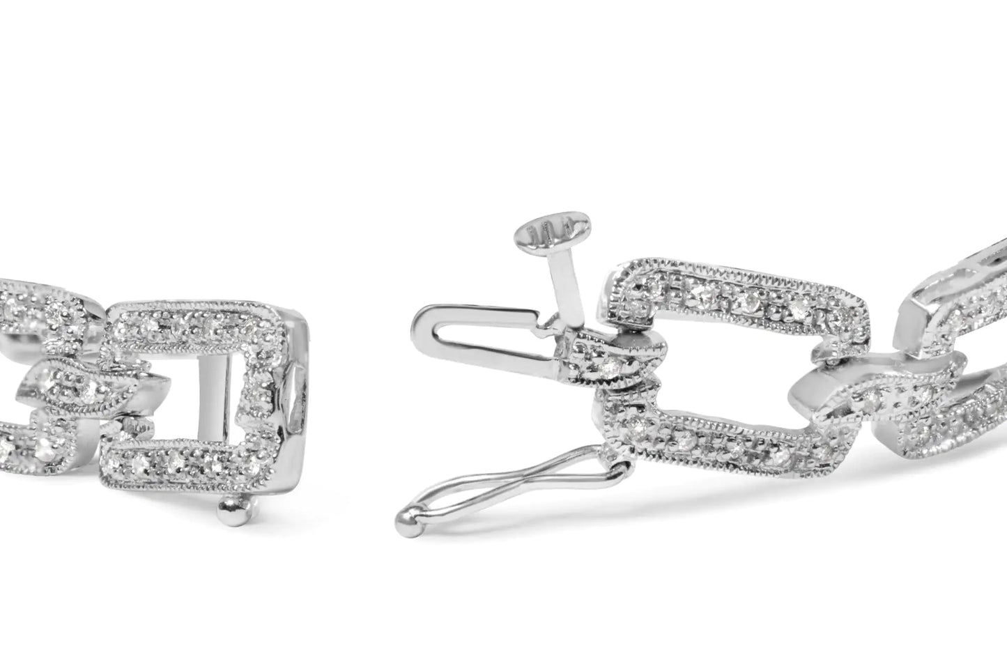 14K White Gold 3/4 Cttw Diamond Open Paperclip Link 7" Tennis Bracelet (H-I Color, I2-I3 Clarity) WEM Support (www.WEM.support)