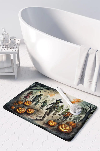Zombies Spooky Halloween Memory Foam Kitchen Mat WEM Support (www.WEM.support)